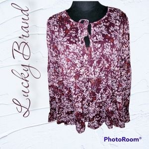 Lucky Brand Peasant Blouse Sz L